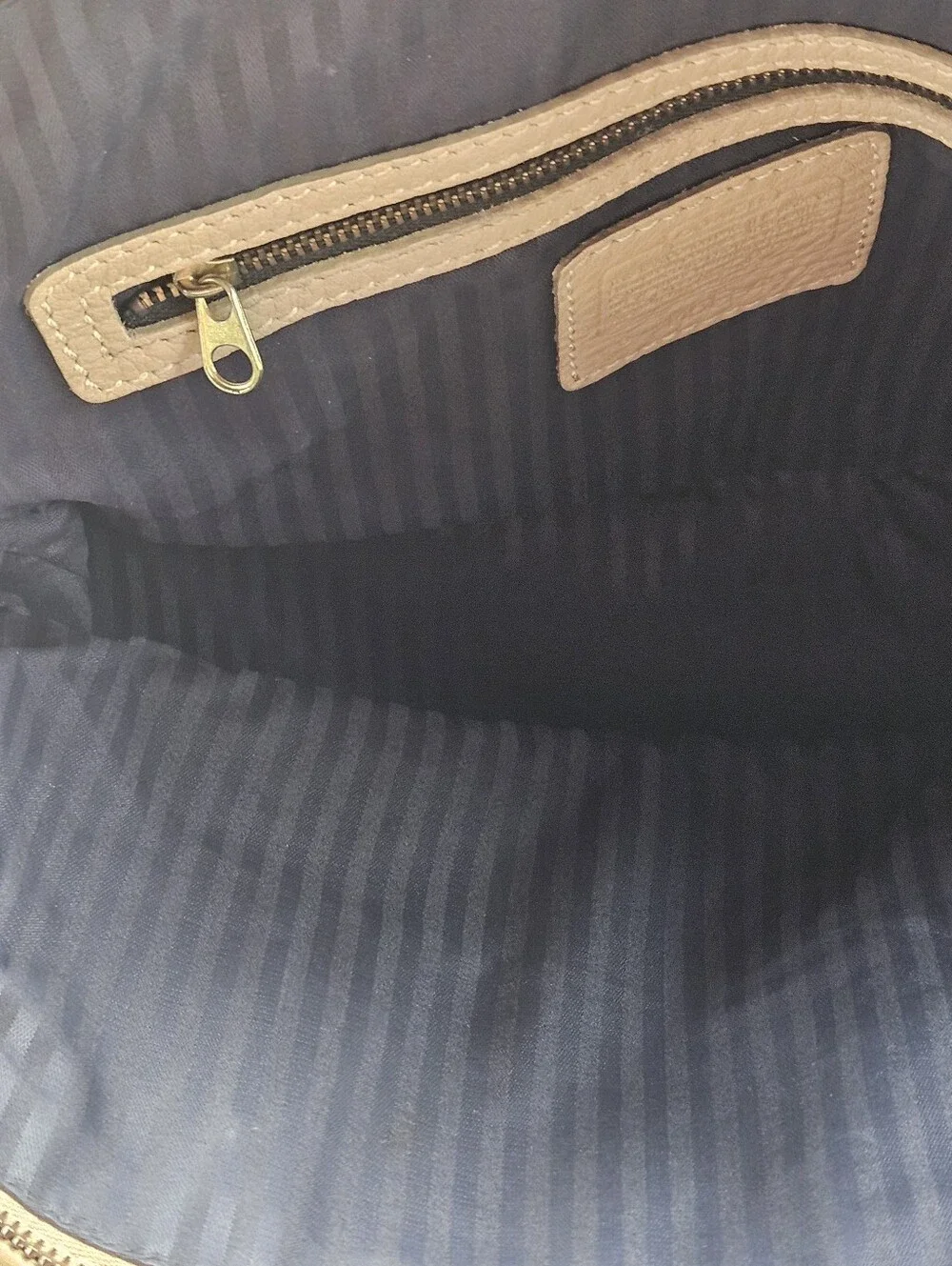 Coach Beige Leather Satchel with Removable Strap